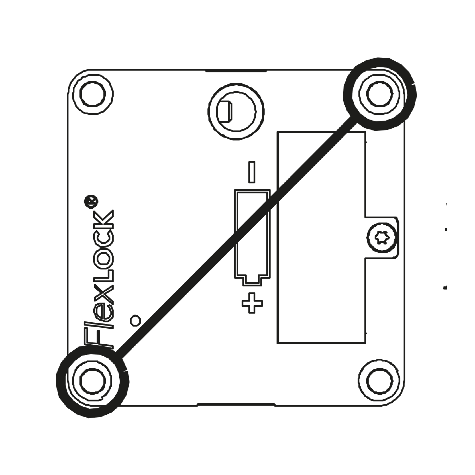 Diagram of screw fastenings on Flexlock Invisible