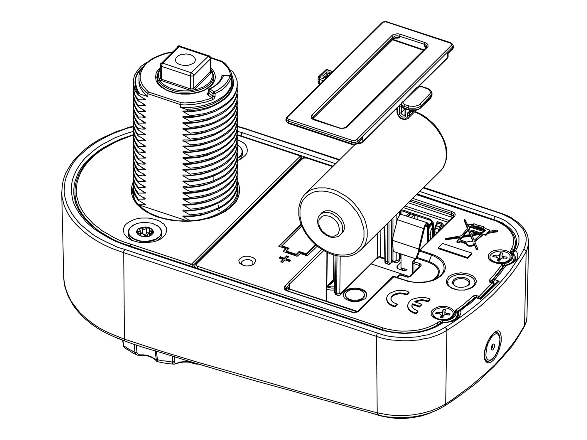 Skiss över montering av batteri i Flexlock Visible-lås