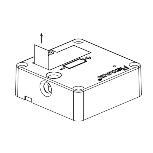Diagram of how to lift the plastic flap on the battery